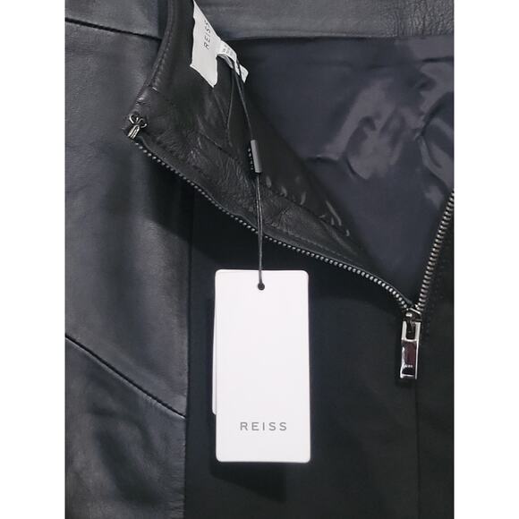 REISS REAGAN BLACK LEATHER WOMEN SKIRT SIZE US 8 / EU 12 - Picture 3 of 6